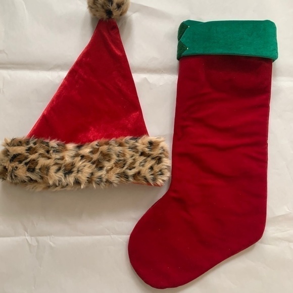 Red embroidered Christmas stocking holiday gift Santa clause season decorations - Picture 2 of 2